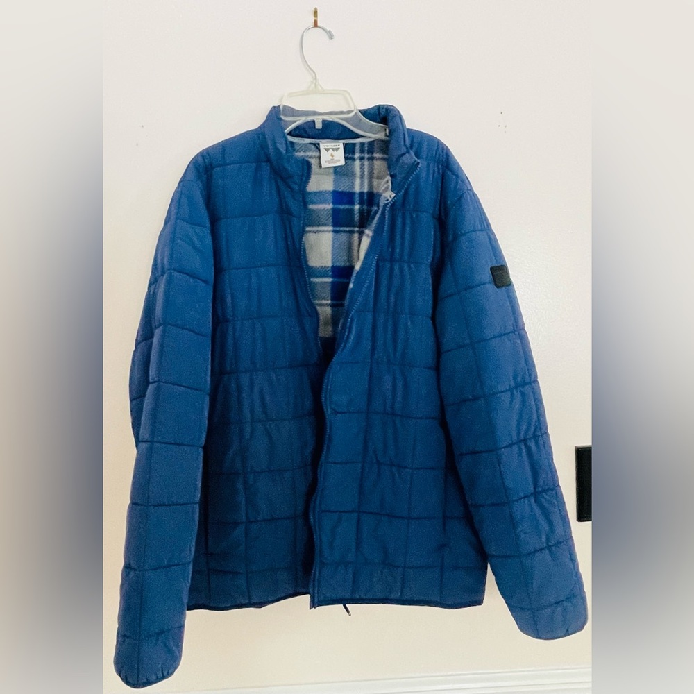 Utilitarian Voyager Blue Quilted Puffer Jacket Fleece Lined Men’s Medium - Picture 2 of 14